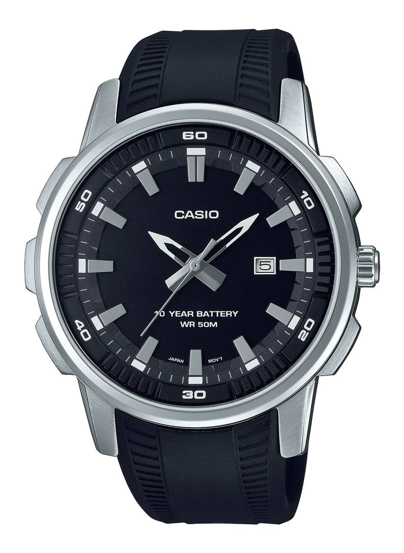 CASIO - Casio Water Resistant Analog Quartz Rubber Strap Watch - MTP-E195-1AVDF - Image 1