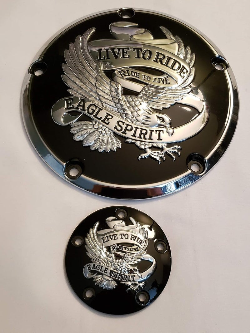 MID TN CYCLES Gloss Black Live to Ride Derby Cover and Ignition Timing Cover Combo for Harley Twin Cam 1999-2020 - Image 2