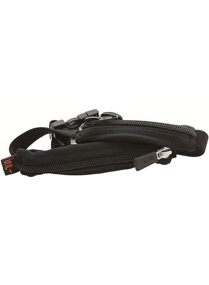 SPIbelt Kids Dual Pocket Belt, Expandable Pocket, Adjustable Waist, No Bounce, No Logo Band, Black with Black Zipper