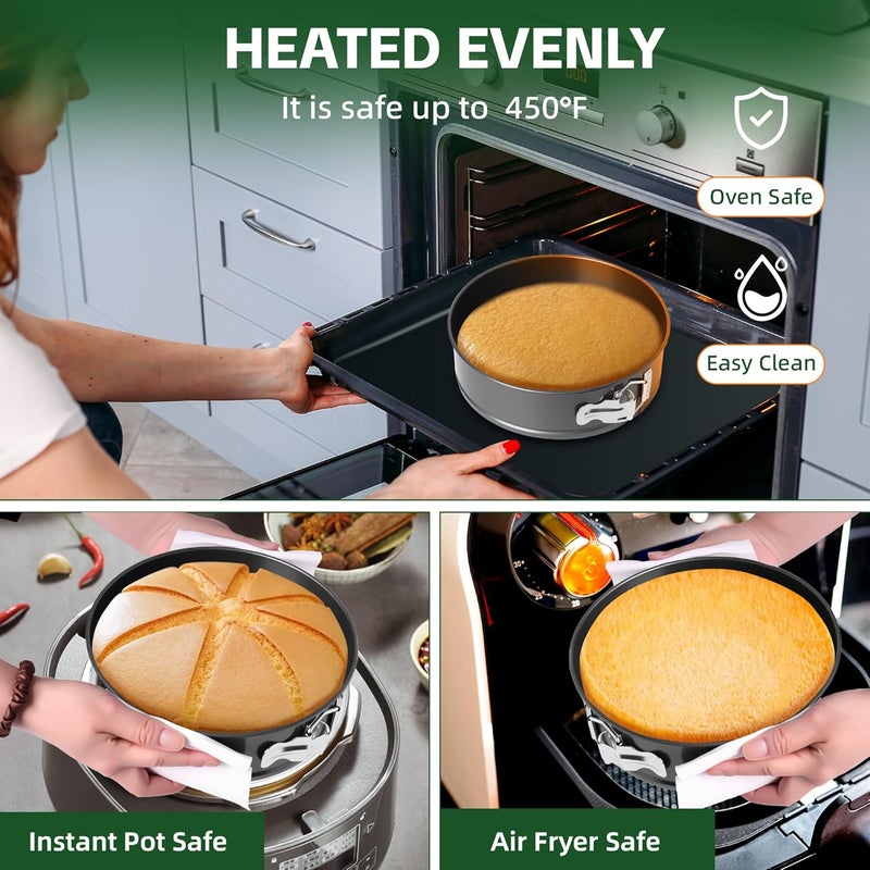 FLEEODAN 9 Inch Nonstick Springform Pan - Cheesecake Pan with Removable Bottom, Round Baking Mold for Cheesecake, Pie, Desserts & More - Baking Bakeware Accessory, Matte Black - Image 4