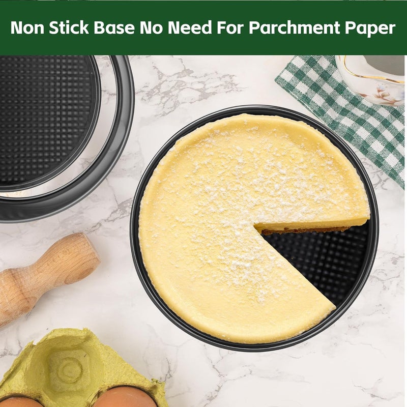 FLEEODAN 9 Inch Nonstick Springform Pan - Cheesecake Pan with Removable Bottom, Round Baking Mold for Cheesecake, Pie, Desserts & More - Baking Bakeware Accessory, Matte Black - Image 5