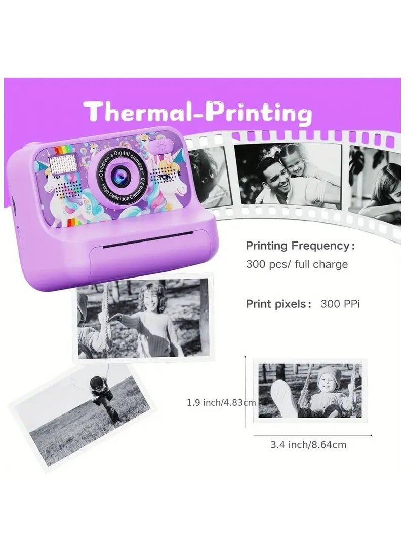 BlueFire Kids Instant Print Camera | 1080P HD Dual-Lens Digital Selfie Camera with 2.4" IPS Screen, Instant Thermal Printing, 4000W Photo Resolution, MP3 Player, Games, Filters & Frames, Rechargeable Battery, Perfect Gift for Boys & Girls - Image 5