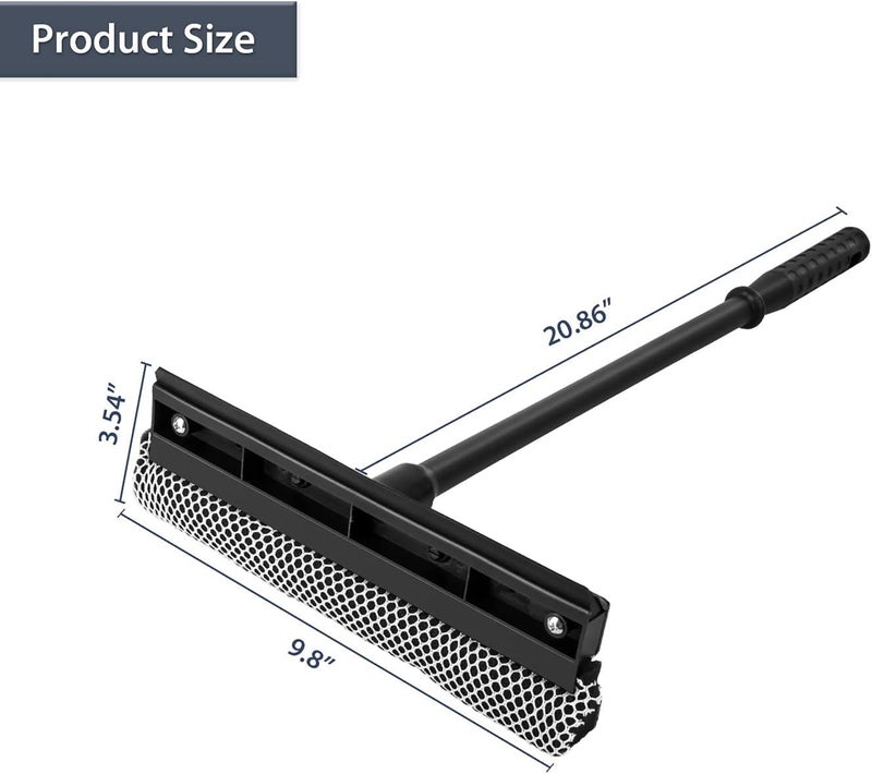 Kretix Squeegee Car Brush Cleaner with Long-Reach Handle | Kitchen Platform and Window Glass Wiper Sponge Cleaner | Washing Cleaning for car Anti-Slip Brush | Home Interior Exterior Use(Black-1Pc) - Image 3