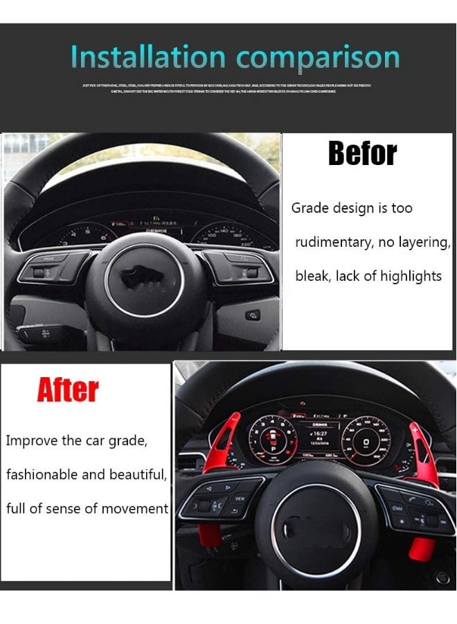 Generic Aluminum Steering Wheel Paddle Shifter Extensions Covers 2PCS for Audi A3、A4、A5、A7、A8、S3、S5(2017-2018) Q5、A8(2018-2019) Q7、TTS(2016-2019) TT(2015-2018) Interior Extensions Accessories DSG Red  - Image 4