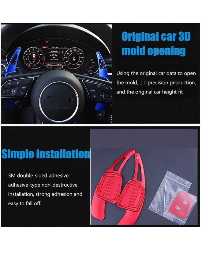 Generic Aluminum Steering Wheel Paddle Shifter Extensions Covers 2PCS for Audi A3、A4、A5、A7、A8、S3、S5(2017-2018) Q5、A8(2018-2019) Q7、TTS(2016-2019) TT(2015-2018) Interior Extensions Accessories DSG Red  - Image 5