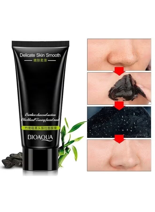 BIOAQUA Blackhead Cleansing Facial Mask, Bamboo Charcoal Blackhead Removal Mask, Deep Cleansing Facial Pores + Oil Control + Moisturizing (60g) - Image 3