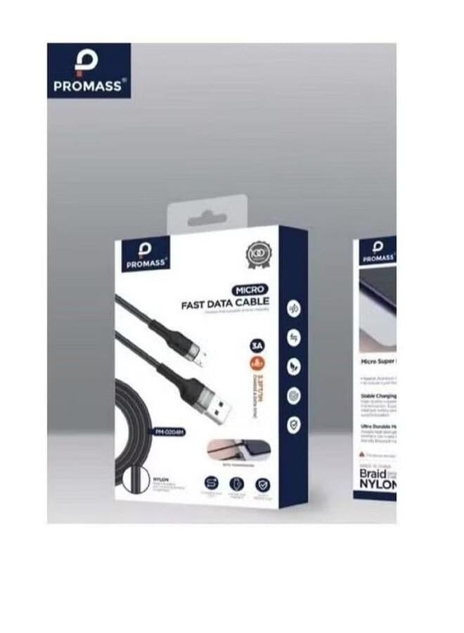 PROMASS Micro Fabric Charging Cable 1 Meter Long Supports 3A Fast Charging