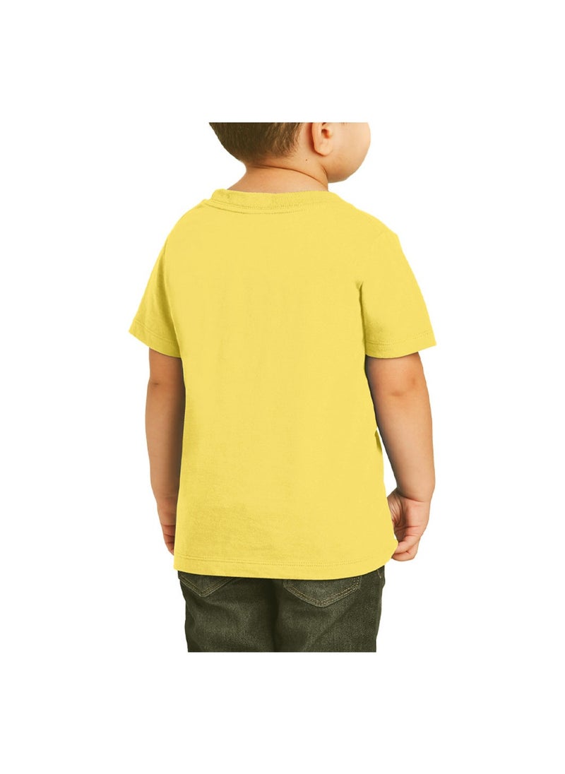 PRINTSHOP4ME - Yellow Smiley Face T-Shirt for Kids - Kids Unisex Round Neck Short Sleeve Cotton T-Shirt - Soft and Comfortable Tshirt - Perfect Emoji Outfit - Image 1