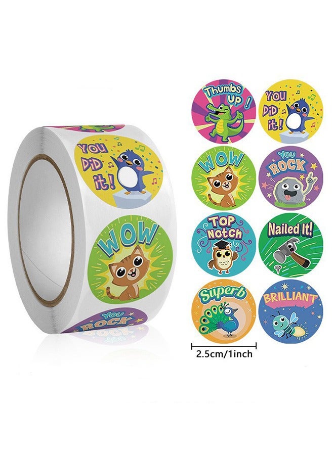 Motivational Stickers for Kids, 500 Pcs Round Animal Incentive Stickers School Supplies Teacher Reward Stickers Potty Training Stickers for Classroom (Multicolour Animal) - Image 3