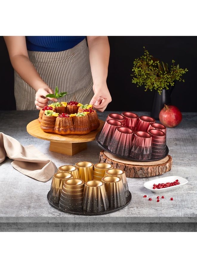 OMS Non Stick Granite Muffin Cake Mould 26 cm Red - Image 2