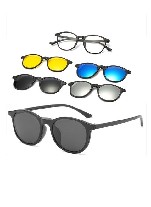 Unisex sunglasses featuring a TR90 base frame with four magnetic replacement lenses in various colors, polarized sunglasses, superior UV400 protection, and an elegant leather case, perfect for a special gift. Exclusively from INFINITYHANDMADE.