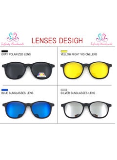 Generic Unisex sunglasses featuring a TR90 base frame with four magnetic replacement lenses in various colors, polarized sunglasses, superior UV400 protection, and an elegant leather case, perfect for a special gift. Exclusively from INFINITYHANDMADE.  - Image 2
