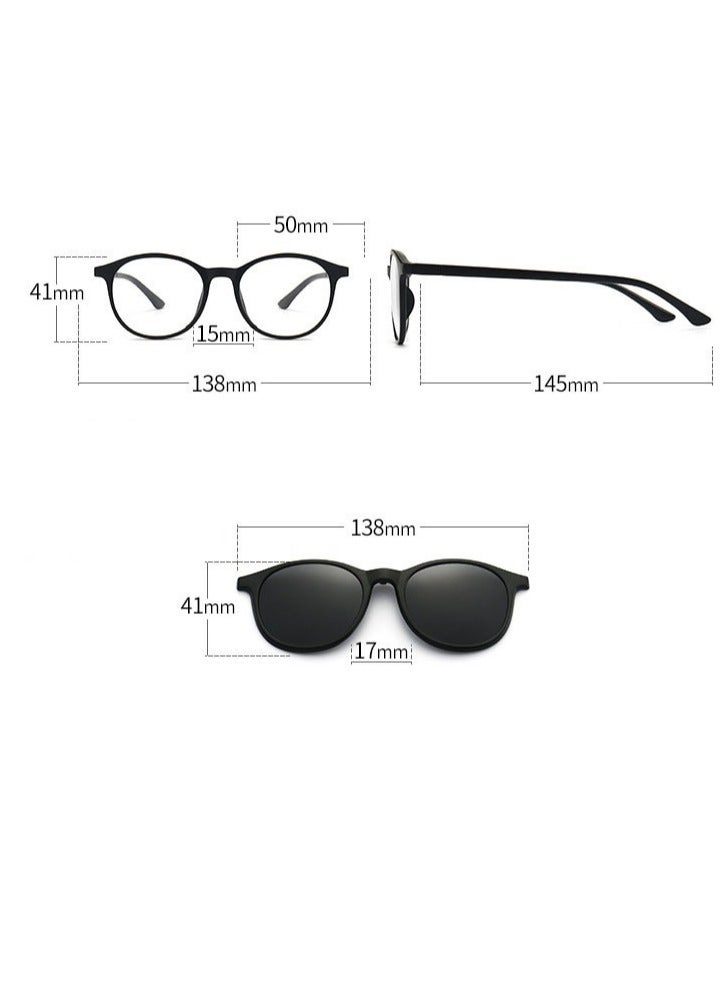 Unisex sunglasses featuring a TR90 base frame with four magnetic replacement lenses in various colors, polarized sunglasses, superior UV400 protection, and an elegant leather case, perfect for a special gift - Image 4