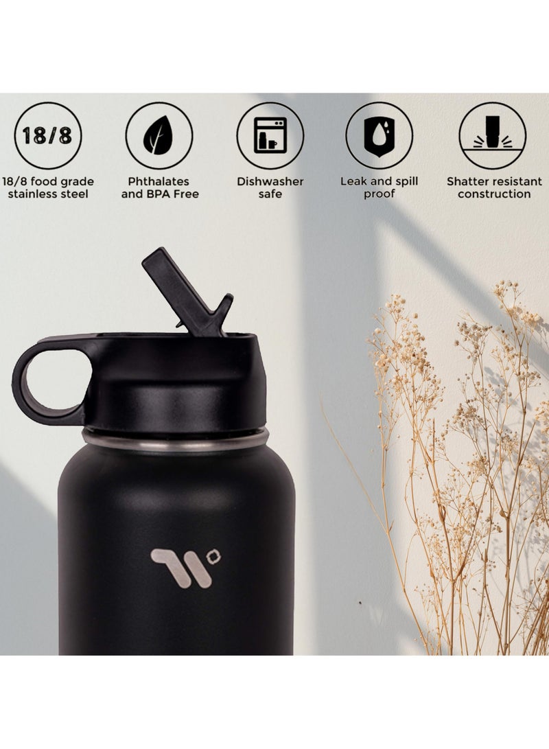 S2C Stainless Steel Water Bottle 1L,32oz Double Wall Vacuum Insulated Water Bottle, BPA Free Water Bottle for Kids School with Straw lid- Thermos Water Flask for Hot Water, Water Bottle - Image 3