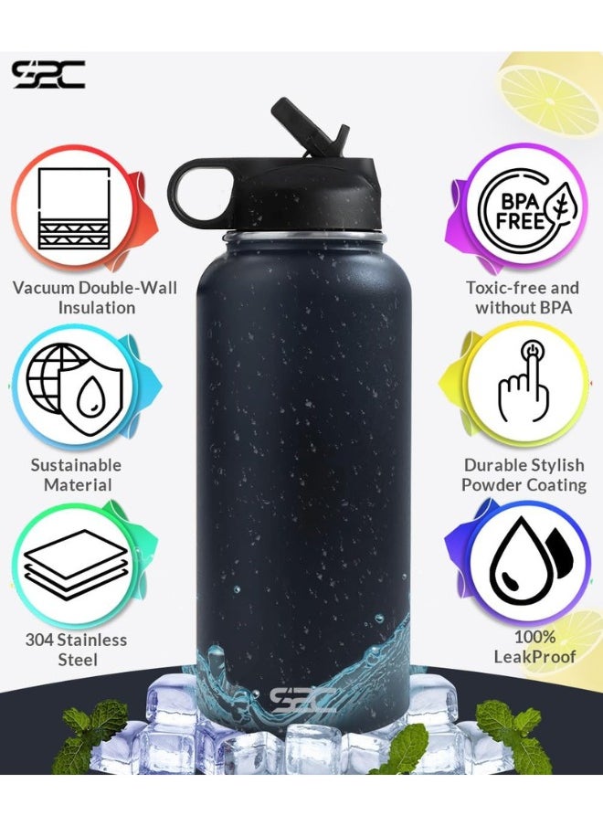 S2C Stainless Steel Water Bottle 1L,32oz Double Wall Vacuum Insulated Water Bottle, BPA Free Water Bottle for Kids School with Straw lid- Thermos Water Flask for Hot Water, Water Bottle  - Image 2
