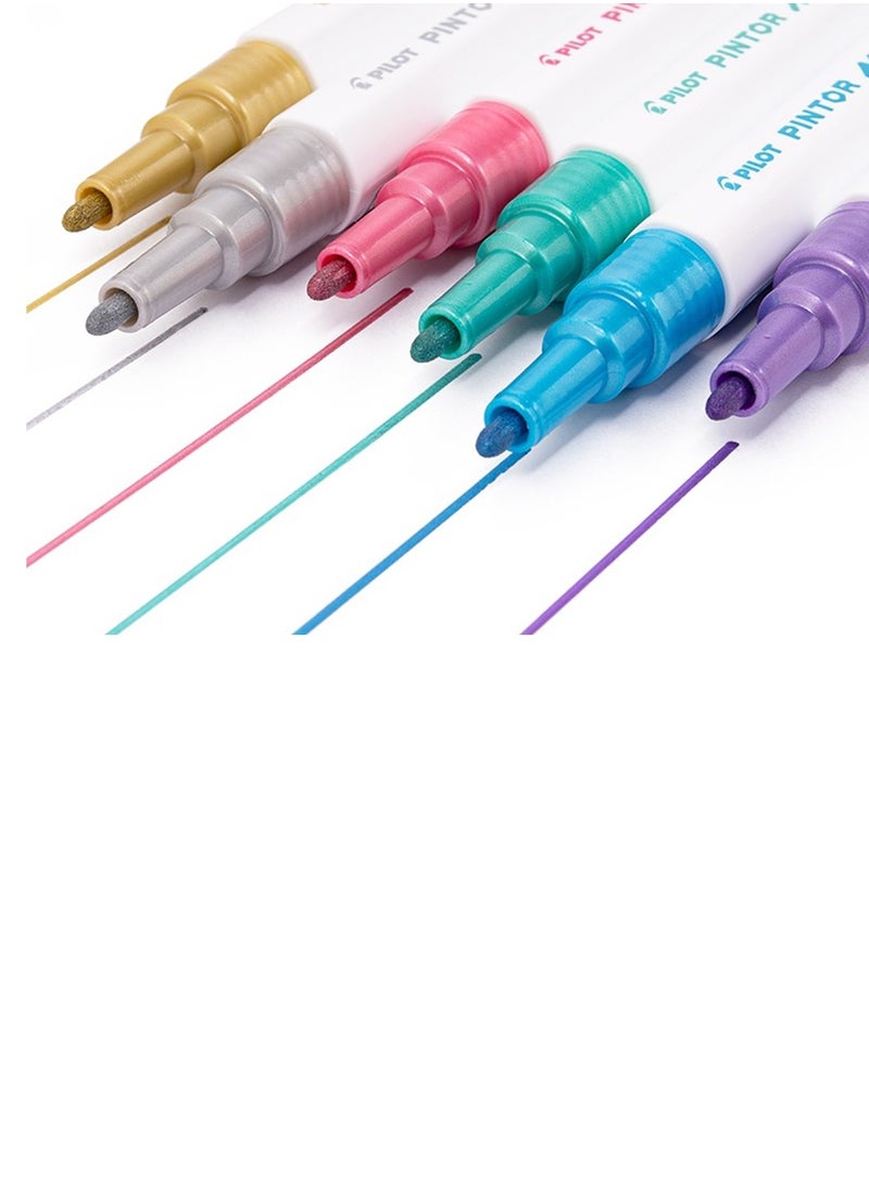 PILOT 6-Piece Pintor Water Based Paint Marker Fine 1.0mm Tip Metallic Colours  - Image 2