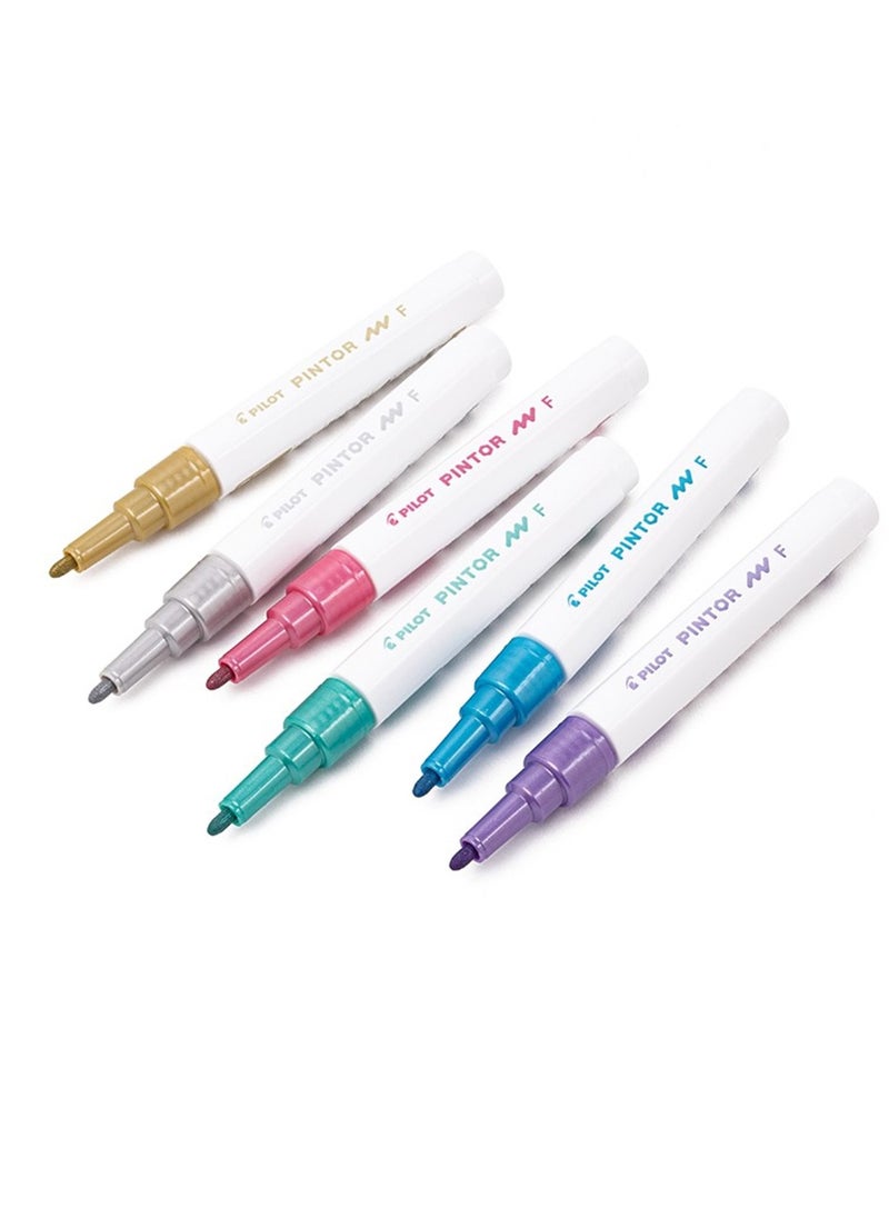 PILOT 6-Piece Pintor Water Based Paint Marker Fine 1.0mm Tip Metallic Colours  - Image 3
