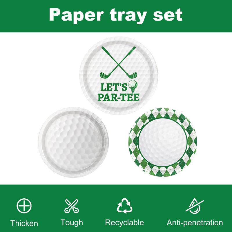 LINHAXM Golf Party Decorations Include Plates, Napkins, Forks, Banner, Tablecloth â€” Sports Birthday or Baby Shower Golf Birthday Decorations, Serves 24 - Image 5