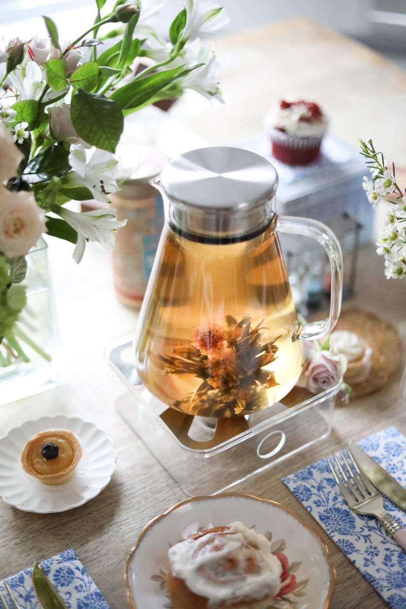 Teabloom One-Touch Tea Maker, 2-in-1 Teapot and Kettle with Stainless Steel Filter Lid for Loose Tea â€“ Stain-Free Borosilicate Glass Teapot (27 Oz) â€“ Tea Connoisseur's Choice - Image 2