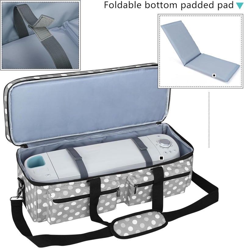 LUXJA Double-Layer Bag with Cutting Mat Pocket for Cricut Explore Air (Air2) and Maker, Carrying Bag Compatible with Cricut Die-Cut Machine and Supplies (Bag Only, Patent Design), Gray Dots - Image 4