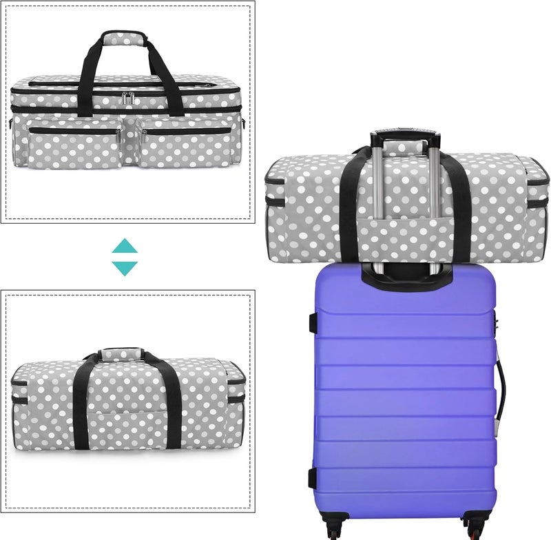 LUXJA Double-Layer Bag with Cutting Mat Pocket for Cricut Explore Air (Air2) and Maker, Carrying Bag Compatible with Cricut Die-Cut Machine and Supplies (Bag Only, Patent Design), Gray Dots - Image 5