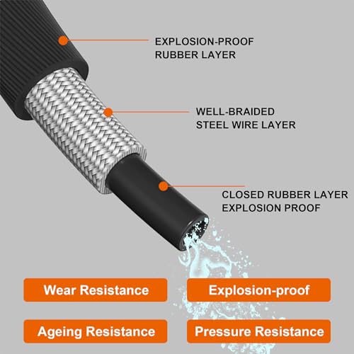 Biswing Pressure Washer Hose 50FT with 3/8 Inch Quick Connect, High Tensile Wire Braided Power Washer Hose, Kink Proof Extension Hose for Cars Floors Swimming Pool Washing, 4000 PSI - Image 2