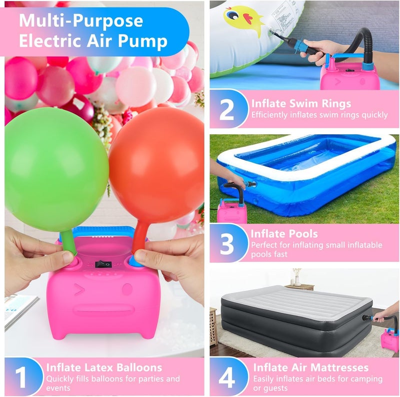 OWill Balloon Pump Electric, Multipurpose Balloon Inflator Electric Air Pump, Portable Dual Nozzle Balloons Air Pump Electric 600W Blow Machine for Party Decoration - Image 3