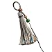 Chiorgone Handmade Tibetan Yarn Tassel Keychain Boho Phone Chain with Amber Jade Beads Pendant decoration for Car KeysBackpacks - Image 2