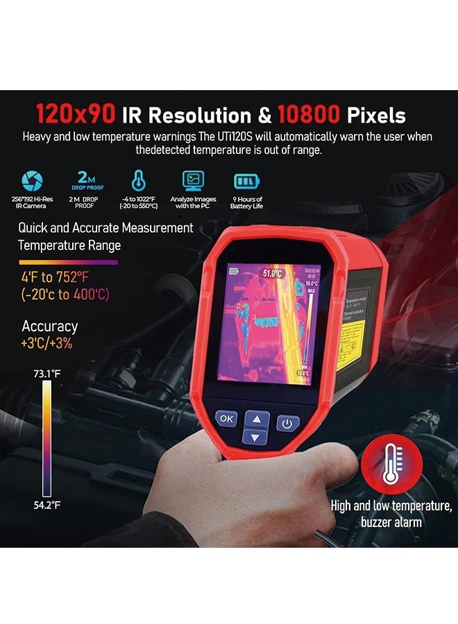 UNI-T UTi120S Thermal Imaging Camera 120x90 IR Resolution Handheld Thermal Imaging Camera 10800 Pixels,-4°F~850°F Handheld Infrared Camera with PC Analysis and Video Recording Supported,Micro SD Card  - Image 2