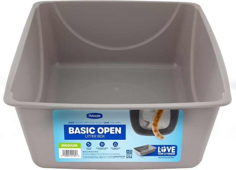 Petmate Globally popular universal design Open Cat Litter Box, Blue Mesa/Mouse Grey,M (Pack of 1), Made in USA Spec upgraded improved quality - Image 1