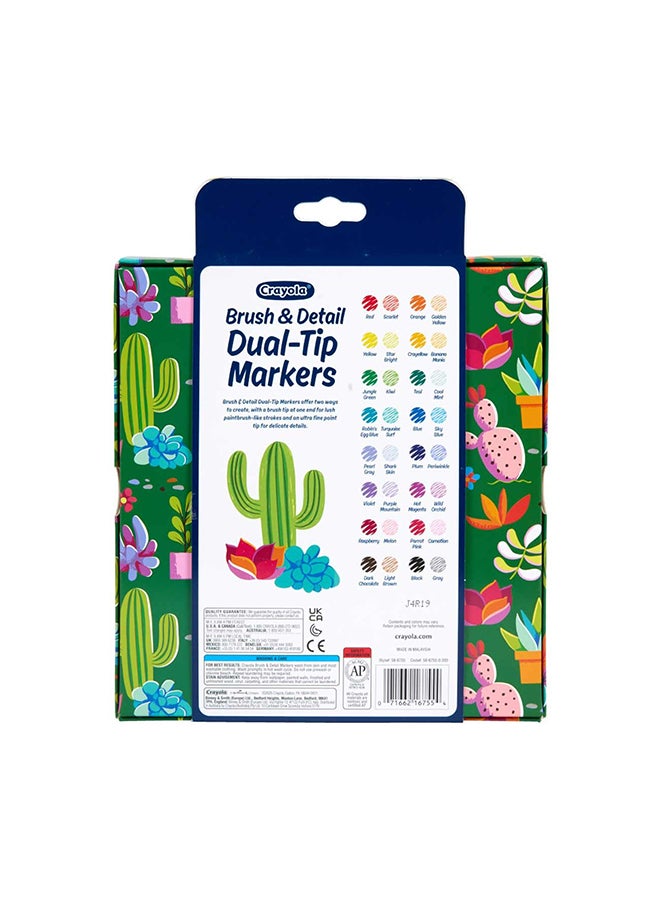 Crayola Brush & Detail Dual-Ended Markers, 16 Count – Blendable Art Markers with Brush and Fine Tips for Drawing, Lettering & Coloring - Image 5
