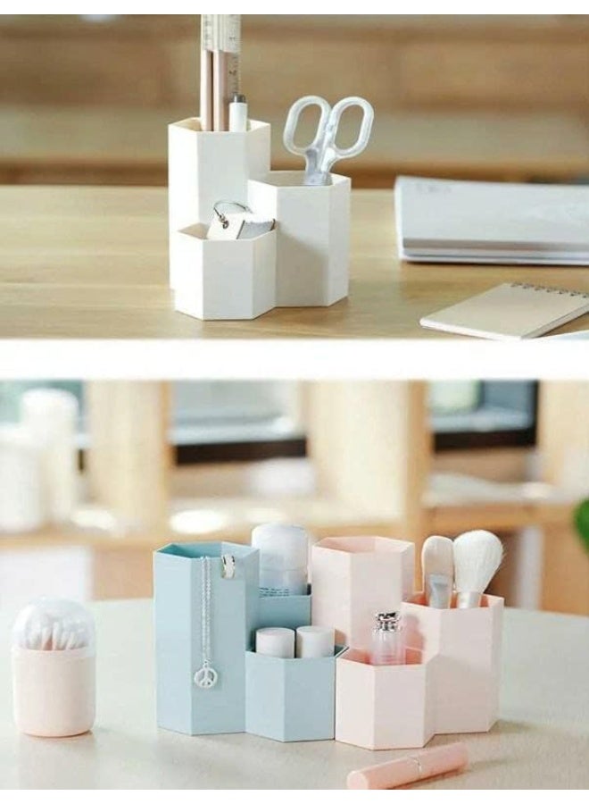 Hexagon Desk Pencil Holder Stand – Stylish Pink Stationery Organizer for Office Desk, Makeup Brush Holder, Pen and Pencil Storage Stand for Home and Office Use - Image 2