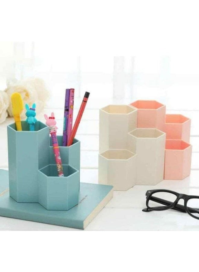 Hexagon Desk Pencil Holder Stand – Stylish Pink Stationery Organizer for Office Desk, Makeup Brush Holder, Pen and Pencil Storage Stand for Home and Office Use - Image 4