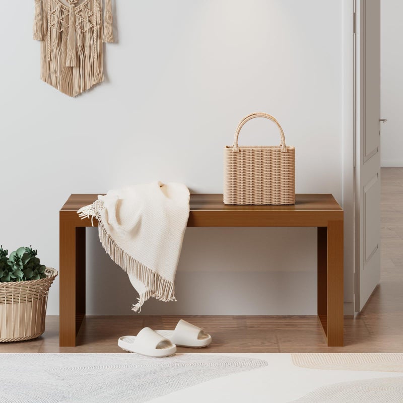 APRTAT Bamboo Dining Bench Indoor Long Entryway Shoe Rack Bench,Outdoor Modern Wood Benches 35 Inch Bamboo Bench for Living Room Hallway Bedroom Bathroom - Image 3