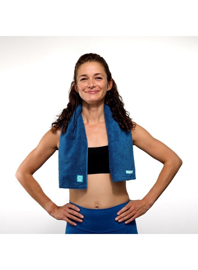 FACESOFT Eco Friendly Gym Towel for Working Out - Soft and Absorbent Cotton Exercise Towel - No Synthetic Microfibers or Plastics - Sweat Towel for Gym, Fitness, Sports, Yoga - Classic Blue - 1 Pc - Image 5