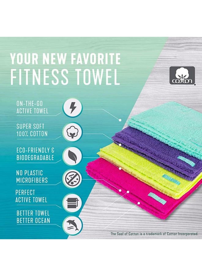 FACESOFT Eco Friendly Gym Towel for Working Out - Soft and Absorbent Cotton Exercise Towel - No Synthetic Microfibers or Plastics - Sweat Towel for Gym, Fitness, Sports, Yoga - Classic Blue - 1 Pc - Image 2