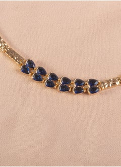 Chinese Gold Bracelet Golden with Blue Zirconic Stones