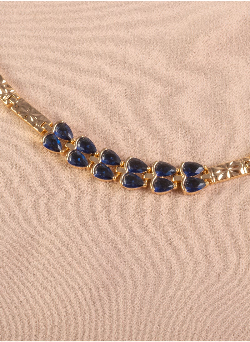 The Black Pearl Accessories - Chinese Gold Bracelet Golden with Blue Zirconic Stones - Image 1