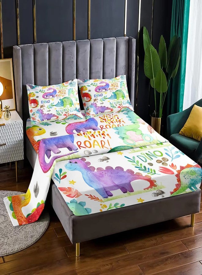 CVHOUSE Dinosaur Fitted Sheet & Bedding Set, Full Size - 4 Piece - Image 3