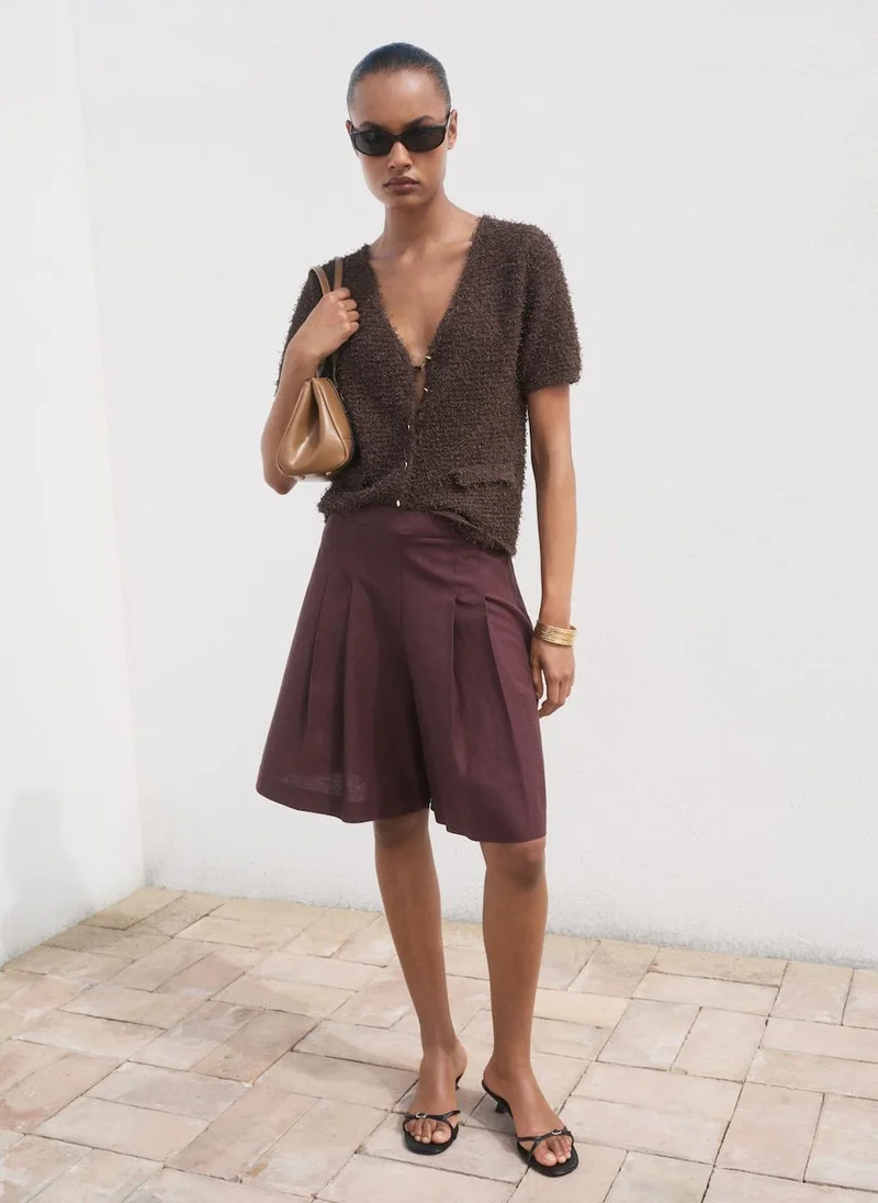 MANGO Short-Sleeved Bouclé Cardigan