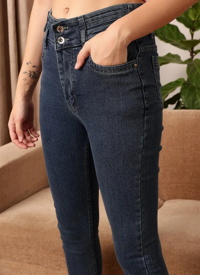 STREET 9  Comfort Skinny Fit Mid-Rise Blue Jeans for Women for Women | Best Price UAE