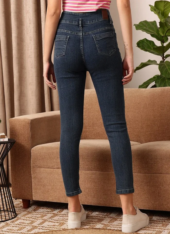 STREET 9  Comfort Skinny Fit Mid-Rise Blue Jeans for Women for Women | Best Price UAE