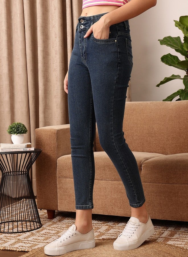 STREET 9 جينز أزرق نسائي بخصر متوسط وقصة ضيقة مريحة - Image 2