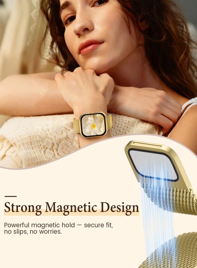 BandSmith Waterproof Stainless Steel Milanese Band with Case Compatible for Apple Watch (Gold, 40mm-Series 6 5 4 SE) - Image 3