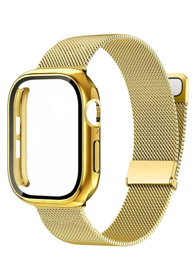 BandSmith Waterproof Stainless Steel Milanese Band with Case Compatible for Apple Watch (Gold, 40mm-Series 6 5 4 SE) - Image 1