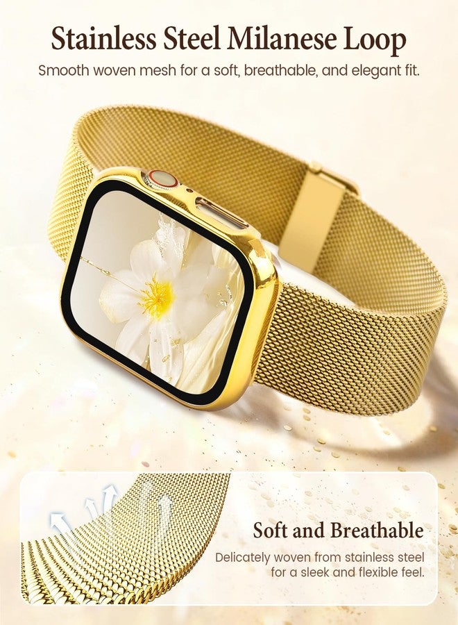 BandSmith Waterproof Stainless Steel Milanese Band with Case Compatible for Apple Watch (Gold, 40mm-Series 6 5 4 SE) - Image 2