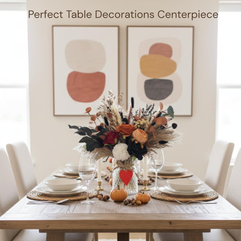 RyddeligHome Deluxe Centerpieces for Dinner Table, Fall Centerpieces for Tables, Coffee Dining Table Centerpiece Decor for Home, Christmas Thanksgiving Winter Decorations, Centro De Mesa De OtoÃ±o - Image 3