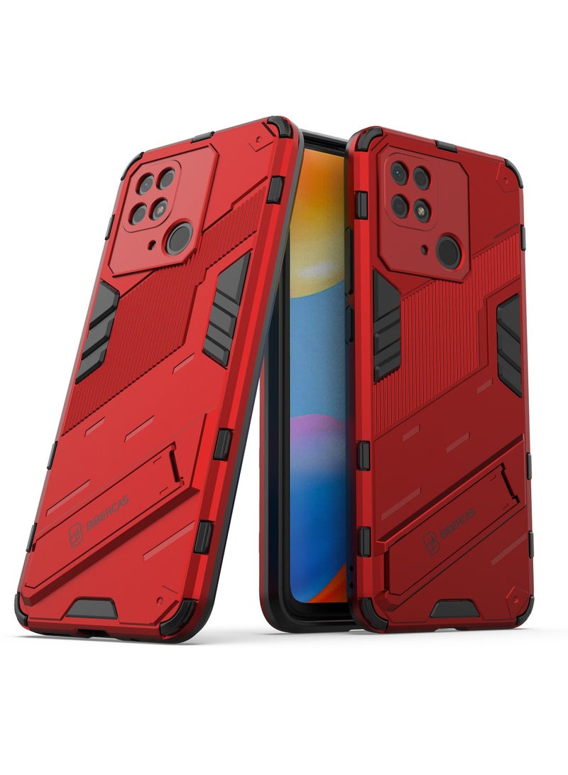 BIBERCAS Phone Case for Xiaomi Redmi 10C 2in1 TPU+PC Dual Layer Combo Shockproof Ultra-Thin Protective Phone Back Cover with Kickstand - Image 1