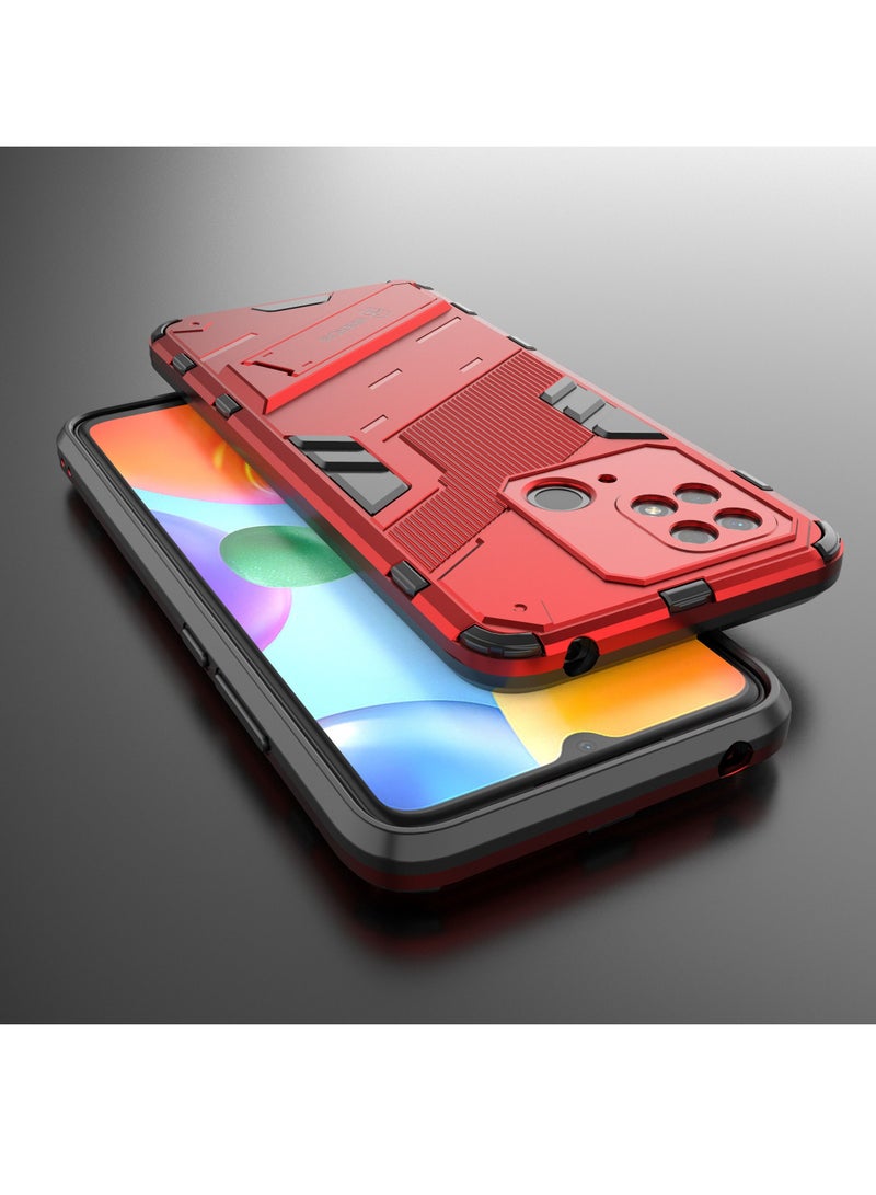 BIBERCAS Phone Case for Xiaomi Redmi 10C 2in1 TPU+PC Dual Layer Combo Shockproof Ultra-Thin Protective Phone Back Cover with Kickstand - Image 4