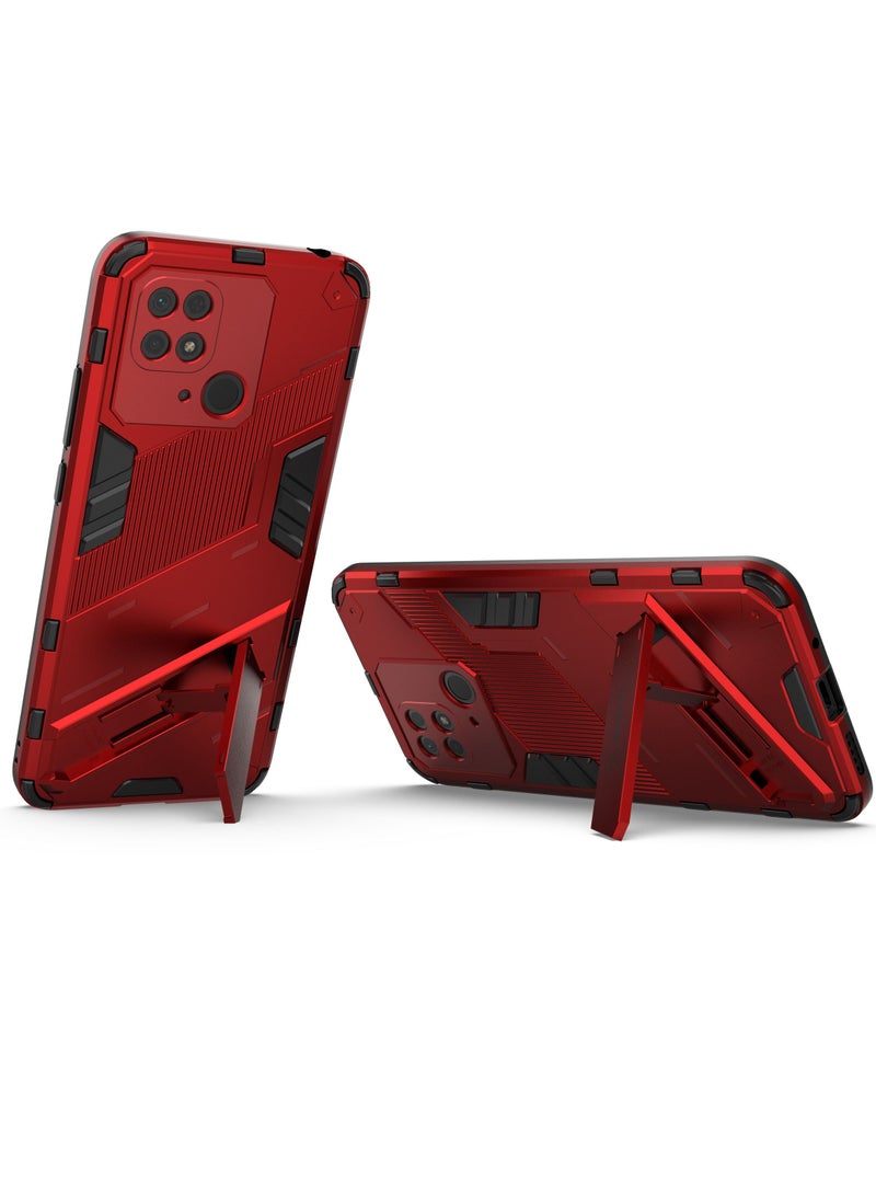 BIBERCAS Phone Case for Xiaomi Redmi 10C 2in1 TPU+PC Dual Layer Combo Shockproof Ultra-Thin Protective Phone Back Cover with Kickstand - Image 5